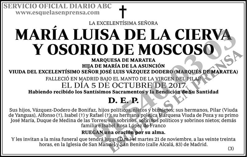María Luisa de la Cierva y Osorio de Moscoso